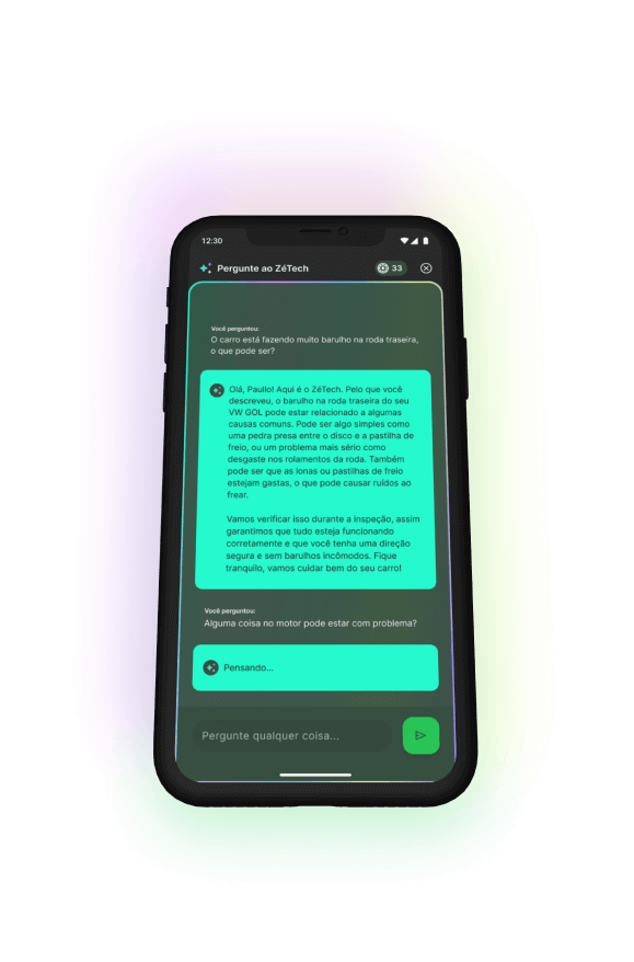 ZéTech, seu assistente virtual com inteligência artificial. Aumente a eficiência e reduza erros com respostas instantâneas e suporte especializado | Meckafy - O melhor checklist automotivo